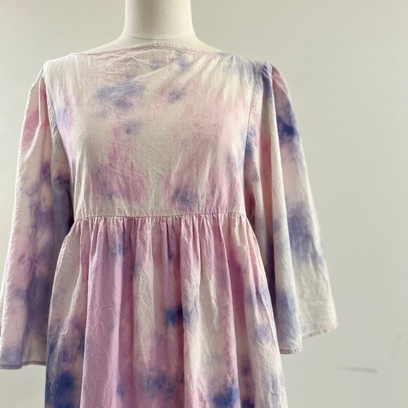 Pink & Blue hand dyed cotton dress - Picture 2 of 4